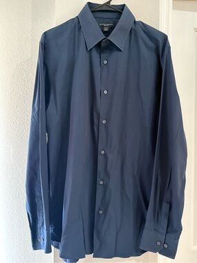 Banana Republic Navy Blue Men's Dress Shirt